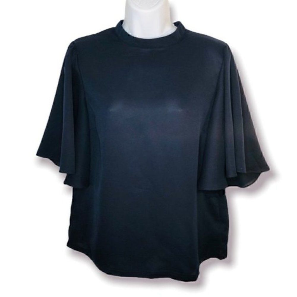 TCEC Wing Sleeve Chiffon Blouse Classic Navy Blue M